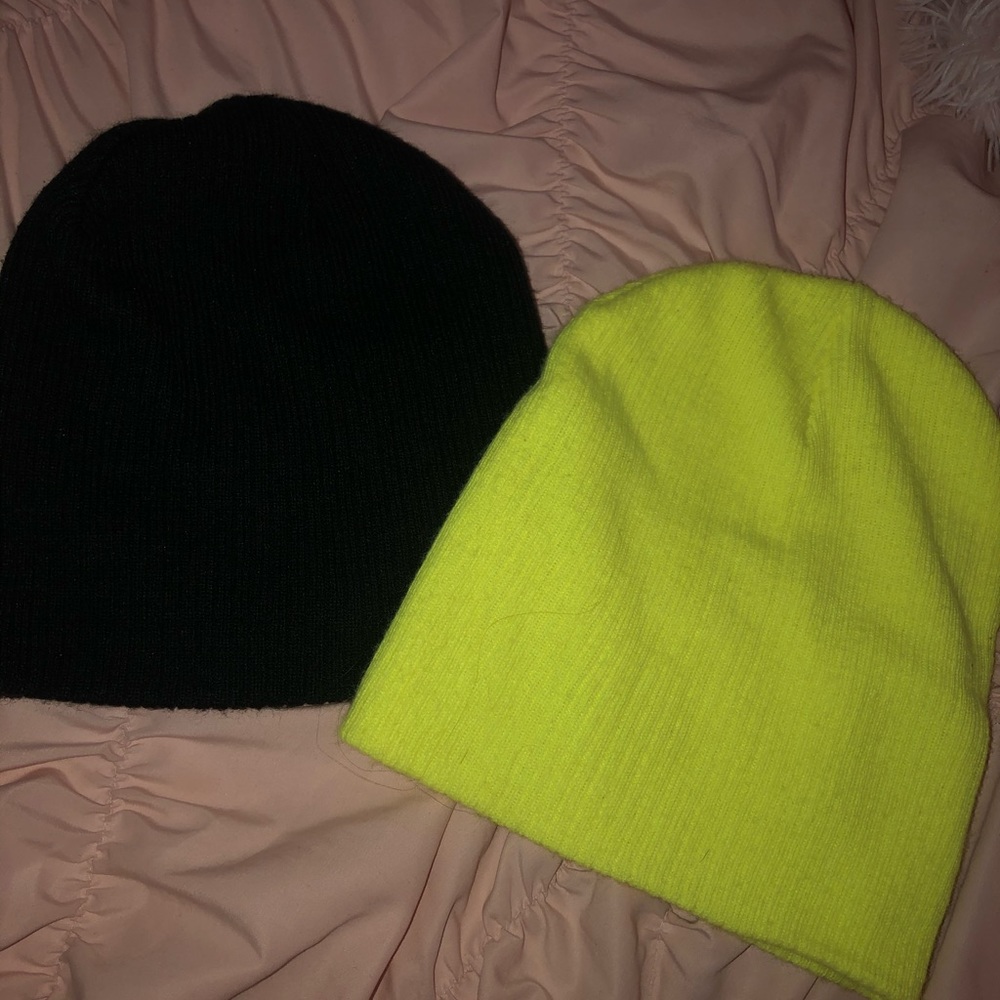 Black & Highlighter Yellow Beanies